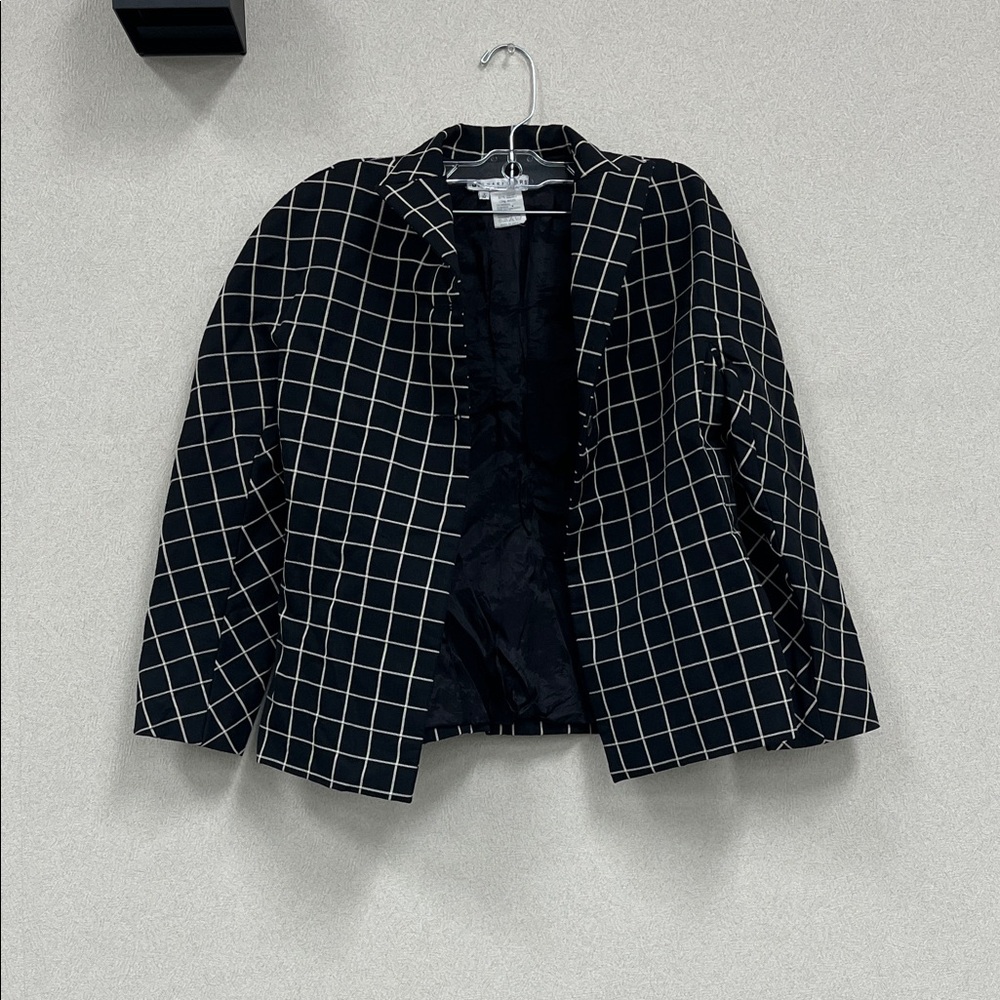 Michael Kors Black and White Grid Blazer